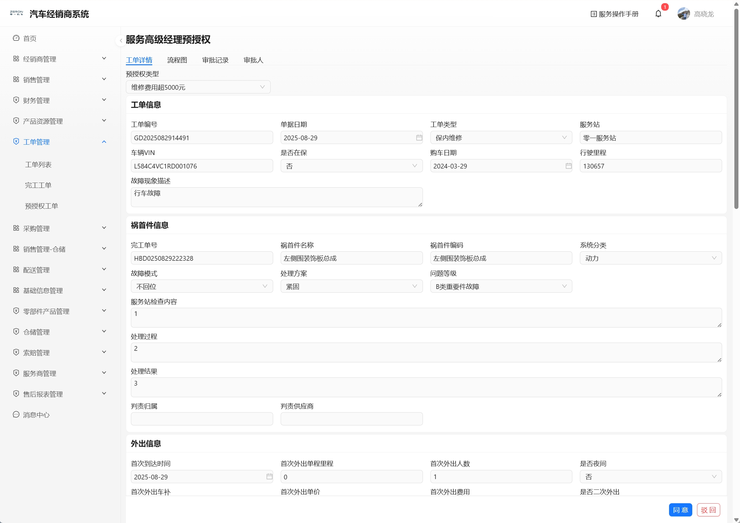 服务高级经理预授权